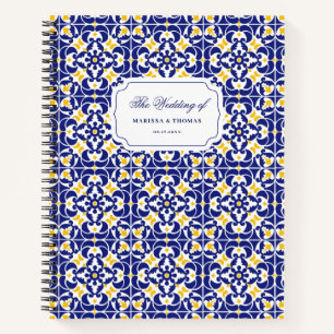 Mediterrane Tiles Blue & Yellow Wedding Planner Notizbuch