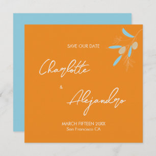 Mediterrane Vögel Hochzeit retten Datum Orange