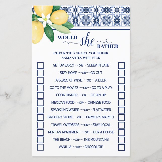 Mediterrane würde sie eher Dusche Spielkarte (Vorderseite)