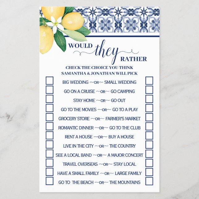 Mediterrane Würden sie eher Dusche Spielkarte Flyer (Vorne)