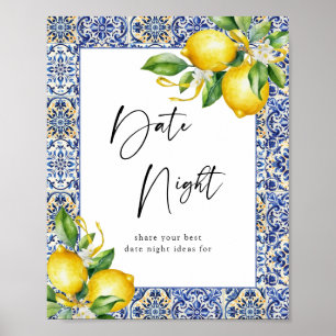 Mediterrane Zitronen Bridal Dusche Datum Nacht Zei Poster