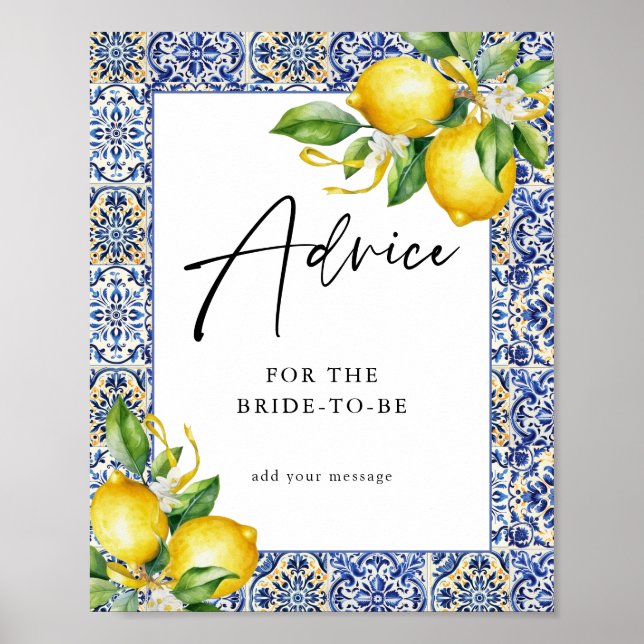 Mediterrane Zitronen Bridal Duschempfehlung Unters Poster (Vorne)