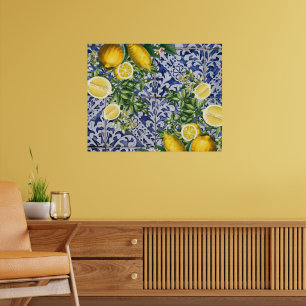 Mediterrane Zitronen Sommer Portugiesische Fliesen Poster