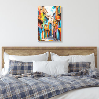 Mediterranean Alley – Colorful Old Town Street Art Leinwanddruck