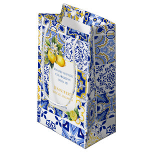 Mediterranean Amalfi Blue Tiles Lemon Vielen Dank Kleine Geschenktüte