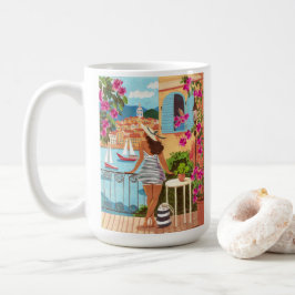 Mediterranean Balcony Illustration Coffee Kaffeetasse