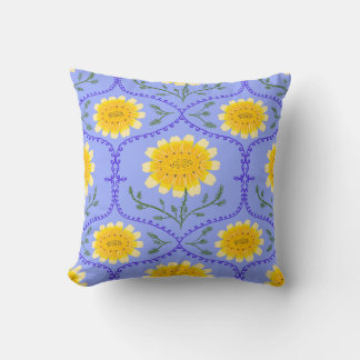 Mediterranean Blue and Yellow Floral Greek Flora Kissen