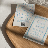 Mediterranean Blue Gezeichnet Italien QR Code Wedd