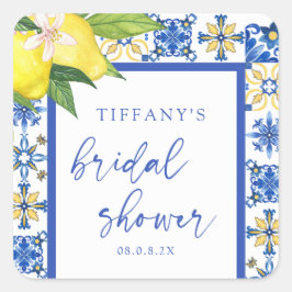 Mediterranean Blue Lemons Brautparty Vielen Dank Quadratischer Aufkleber