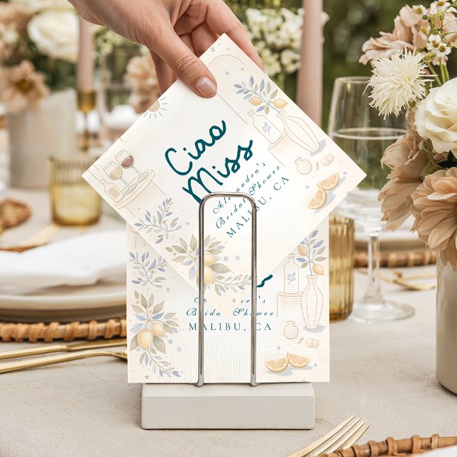 Mediterranean Ciao Miss Bridal Shower Serviette (Von Creator hochgeladen)