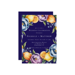 Mediterranean Citrus Bouquet Wedding Einladung