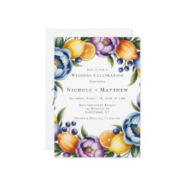 Mediterranean Citrus Bouquet Wedding Einladung