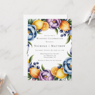 Mediterranean Citrus Bouquet Wedding Einladung