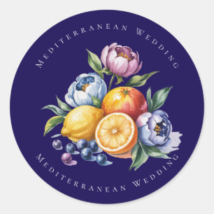 Mediterranean Citrus Bouquet Wedding Runder Aufkleber