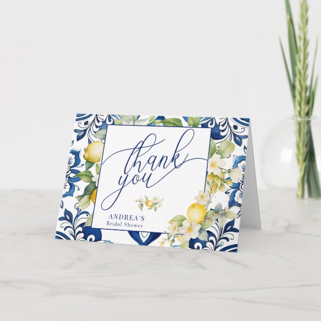 Mediterranean Citrus Lemon Brautparty Vielen Dank Dankeskarte (Vorderseite)