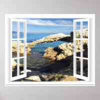 Mediterranean Coast Artificial Window View