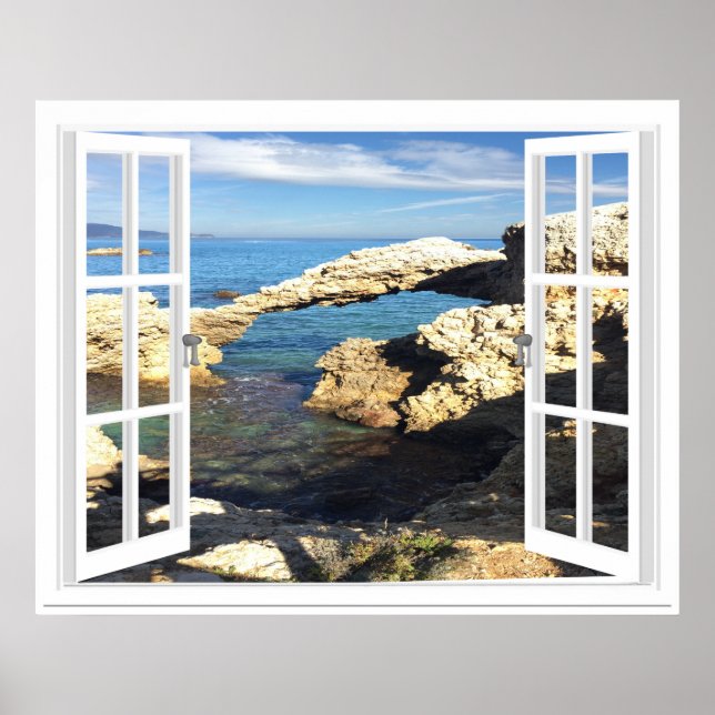 Mediterranean Coast Artificial Window View Poster (Vorne)