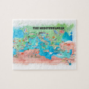 Mediterranean Cruvel Poster Spanien Italien Puzzle