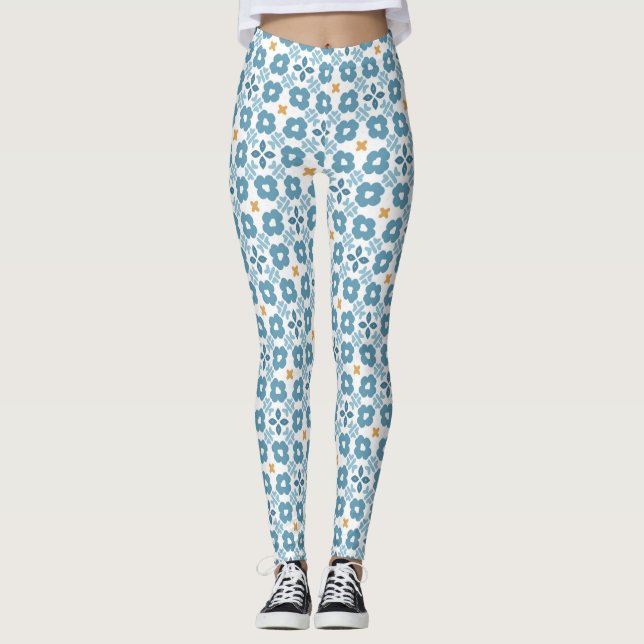 Mediterranean Floral Tile Leggings (Vorderseite)