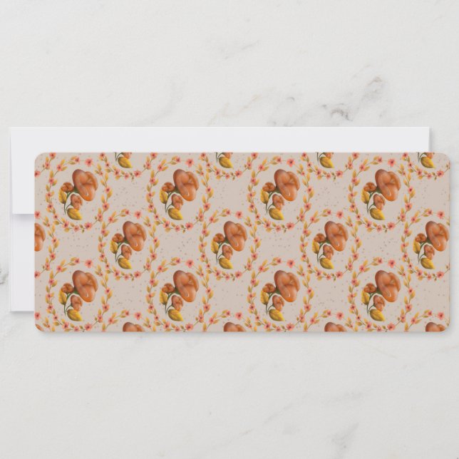 Mediterranean floral wreath pattern warm orange fl einladung (Vorderseite)