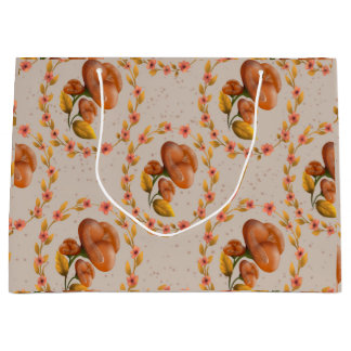 Mediterranean floral wreath pattern warm orange fl große geschenktüte