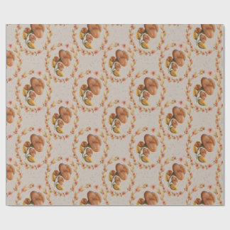 Mediterranean floral wreath pattern warm orange le geschenkpapier