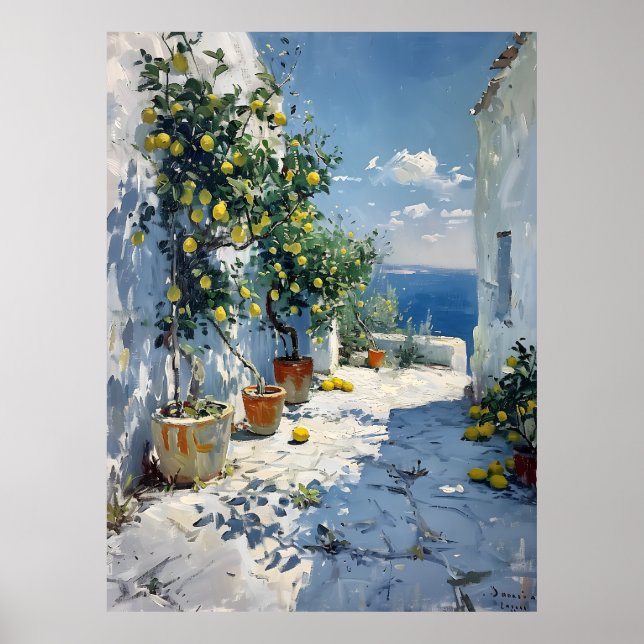 Mediterranean Impressionism with Lemons Poster (Vorne)