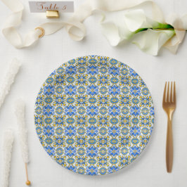 Mediterranean Italy Blue Tiles Bridal Shower  Pappteller