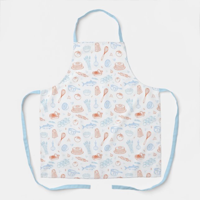 Mediterranean Kitchen Culinary Pattern Chef Apron Schürze (Vorderseite)