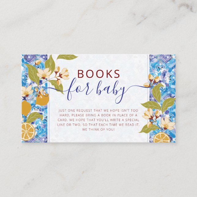 Mediterranean Lemon Amalfi Coast Baby Shower Begleitkarte (Vorderseite)