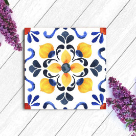 Mediterranean Lemon Blossom Hand Painted Portugues Fliese