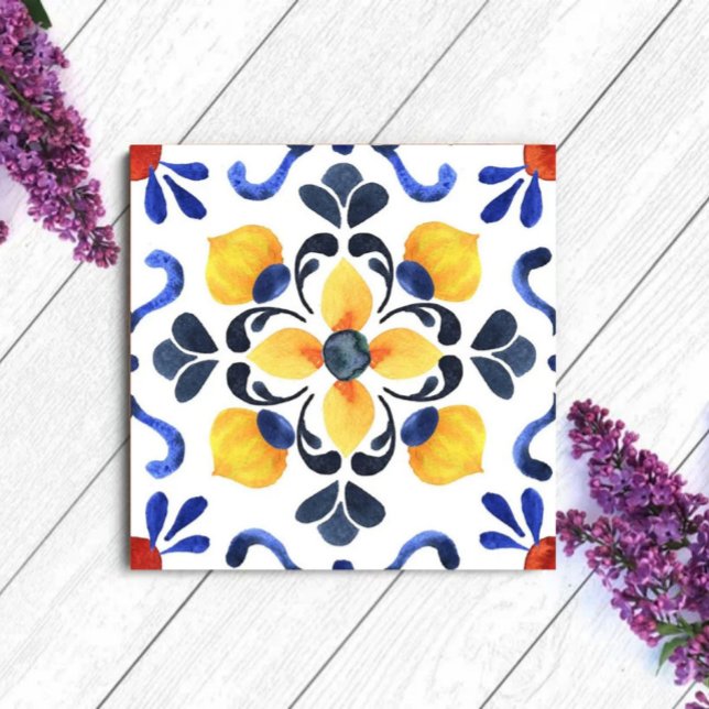 Mediterranean Lemon Blossom Hand Painted Portugues Fliese (Von Creator hochgeladen)
