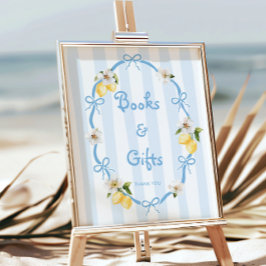 Mediterranean Lemon Blue Bows Bücher und Geschenke Poster