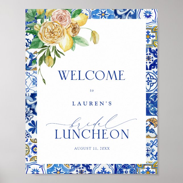 Mediterranean Lemon Bridal Luncheon Willkommen Poster (Vorne)