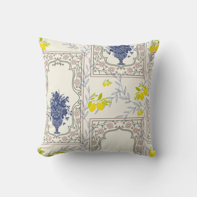 Mediterranean Lemon Floral Pattern  Kissen (Vorderseite)