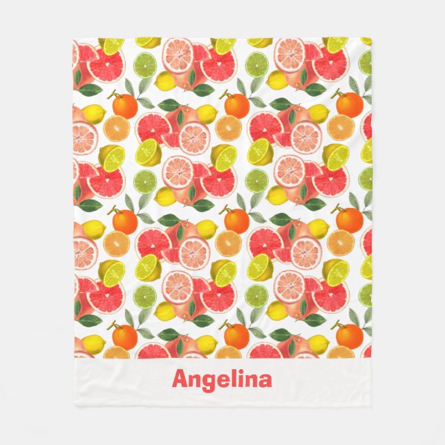 Mediterranean Lemon  Leaves name Fleece Blanket (Vorderseite)