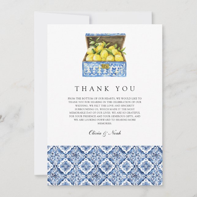 Mediterranean Lemon Tile Danke Karte (Vorderseite)