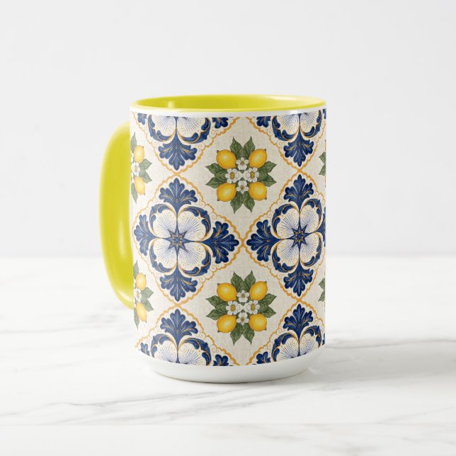Mediterranean Lemon Tile Italian Talavera Tasse (Vorderseite Links)