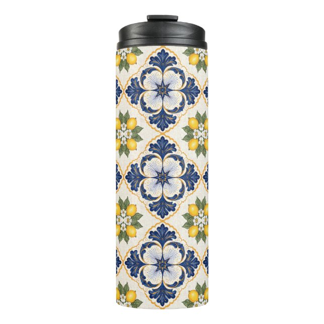 Mediterranean Lemon Tile Italian Talavera Thermosbecher (Vorderseite)