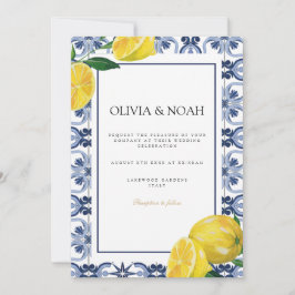 Mediterranean Lemon Tiles Wedding Einladung