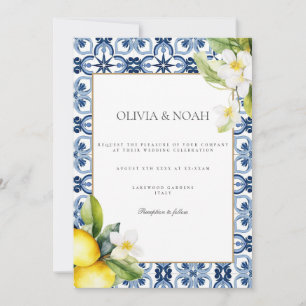 Mediterranean Lemon Tiles Wedding Einladung