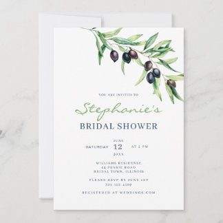 Mediterranean Olive Bridal Shower Invitation Einladung