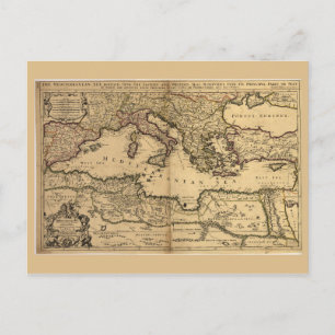 Mediterranean Sea Map (1685) Postkarte