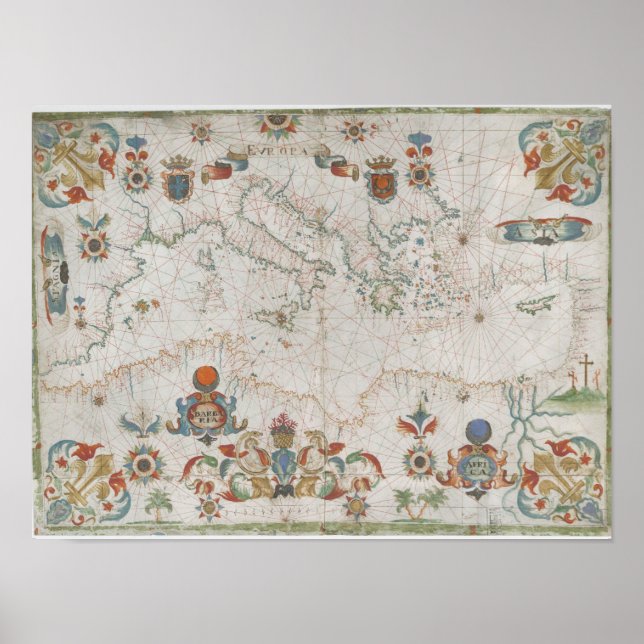 Mediterranean Sea Old Map Poster (Vorne)
