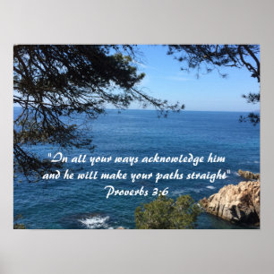 Mediterranean Sea With Scripture Verse Poster