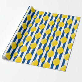 Mediterranean Summer Stripes and Lemons Geschenkpapier