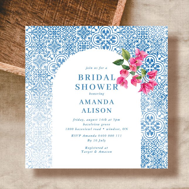 Mediterranean tile pattern Bridal Shower Einladung (Von Creator hochgeladen)