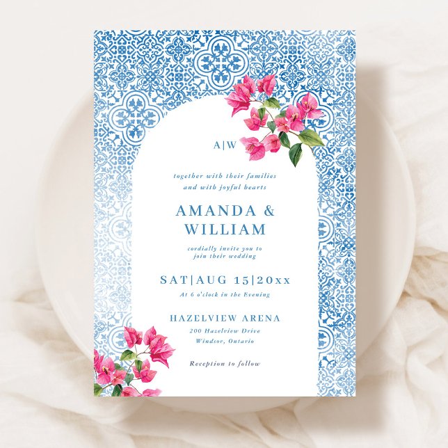 Mediterranean tile pattern Wedding Invitation Einladung (Von Creator hochgeladen)