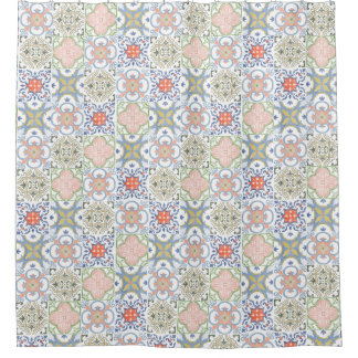 Mediterranean Tile – Vintage Portuguese Pattern Duschvorhang
