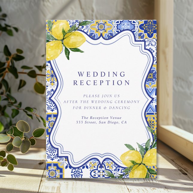  Mediterranean Tile Wedding with Lemons Begleitkarte (Von Creator hochgeladen)